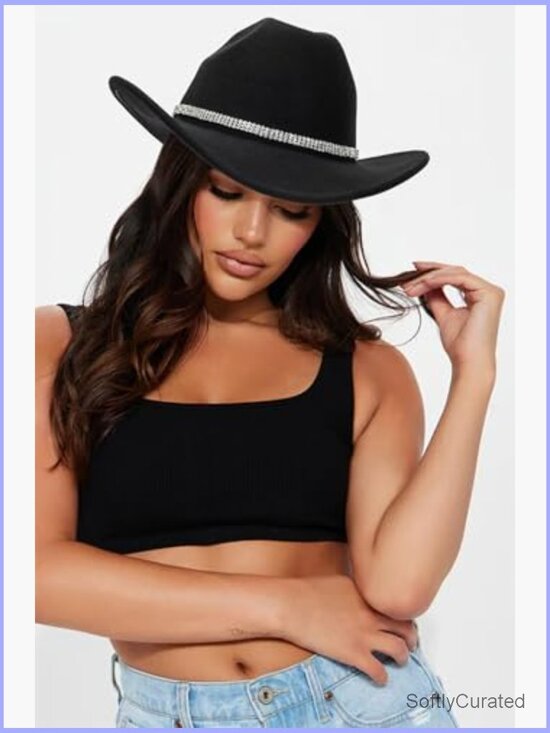 Western Cowboy Hat Roll Up Fedora with Buckle Belt - S/M main image 7